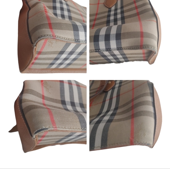 Vintage Burberry Nova Check Horse Canvas & Leather Shoulder Bag - Picture 10 of 16